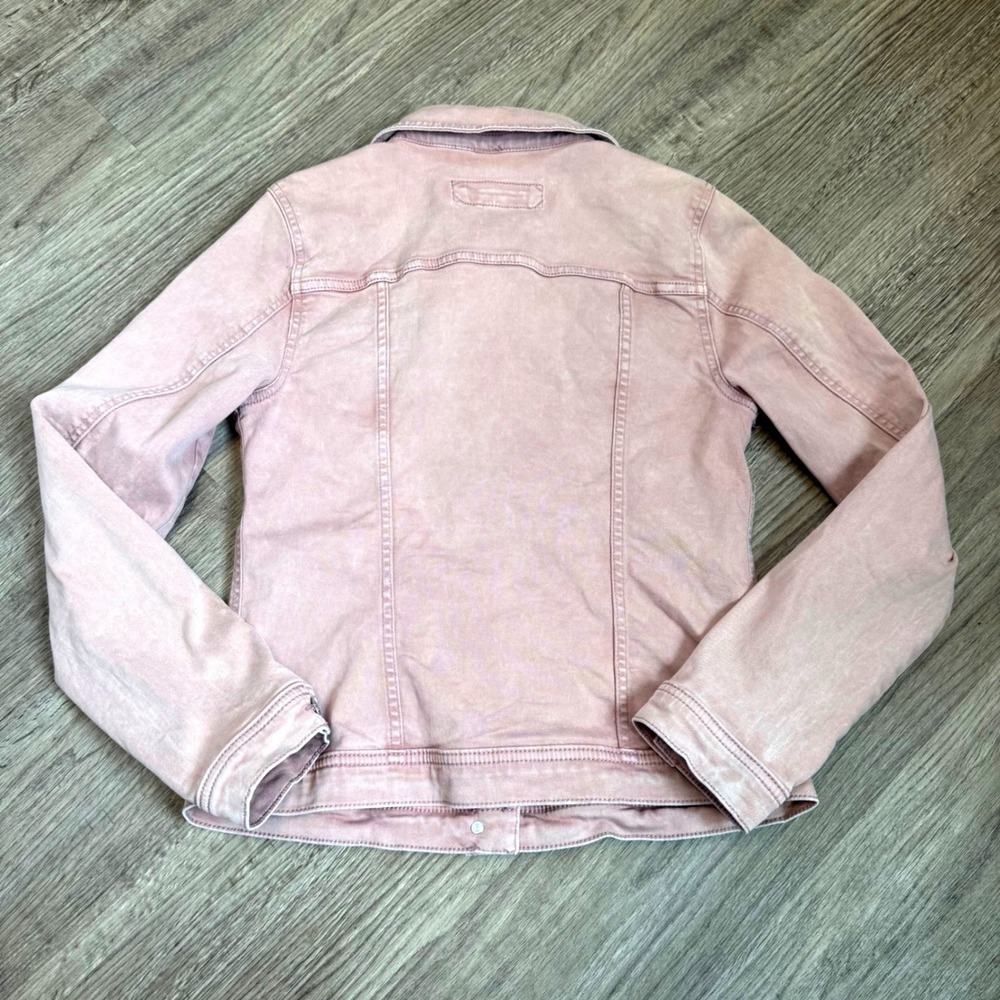 Maurices Womens Pink Denim Jacket Stretch Trucker Jean Coat Size S Small - Picture 2 of 8